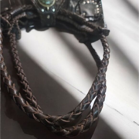 All Leather Brown Women's Tote Bag And NECKLACE SET IN EUC - Picture 4 of 12